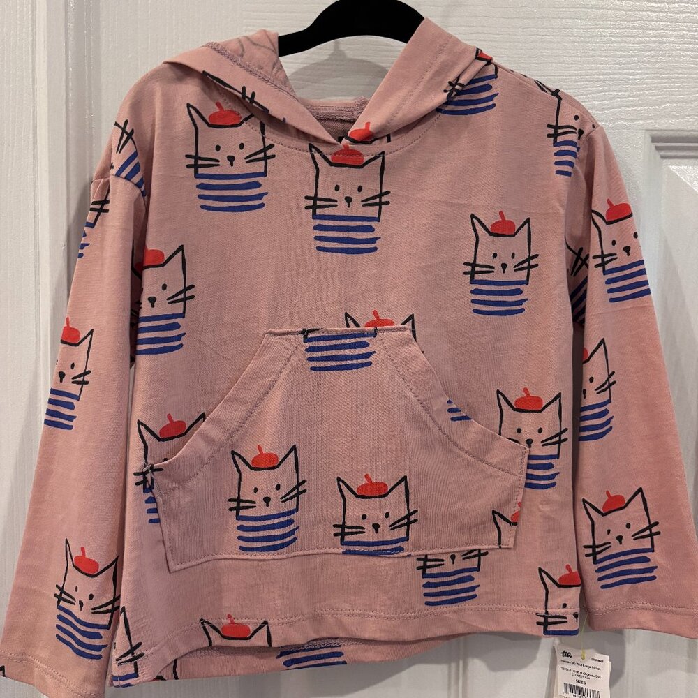 *NWT* Tea Collection Hooded Top with Kanga Pocket (Chat et Chapeu) Size 2T *NWT*